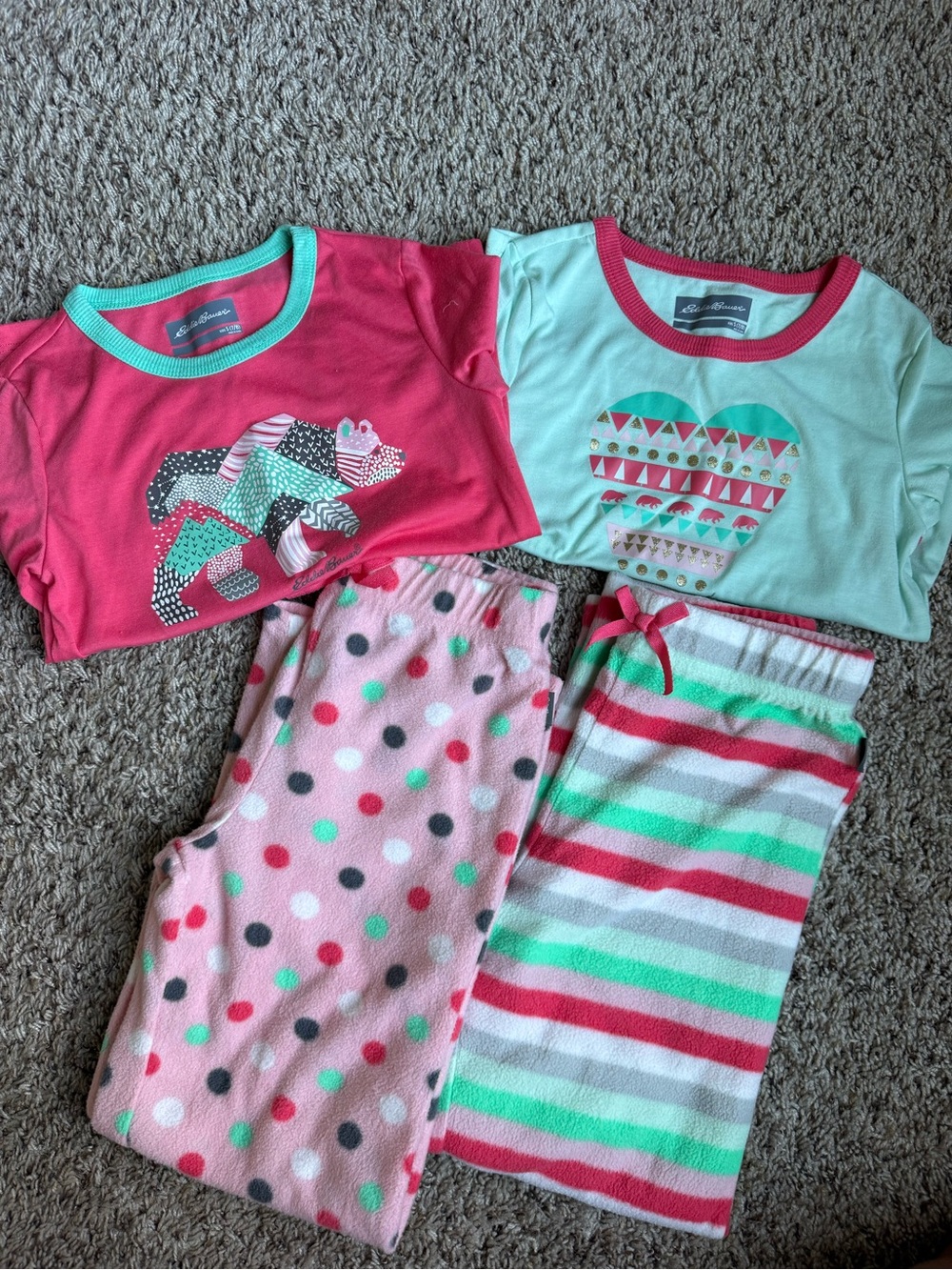 Eddie Bauer Pink & Mint Girls Four-Piece Pajama Set